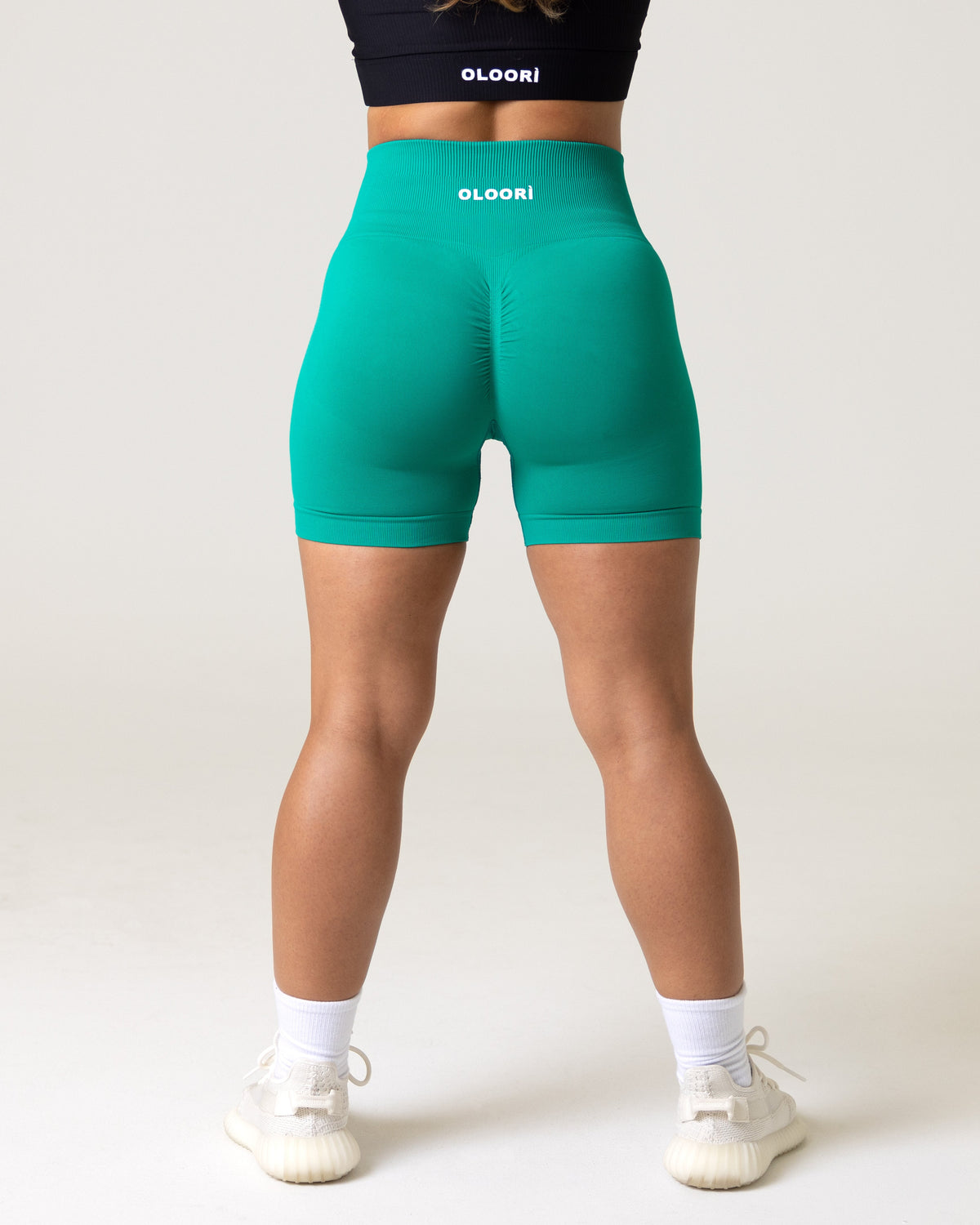 A woman wearing the best athletic shorts for women